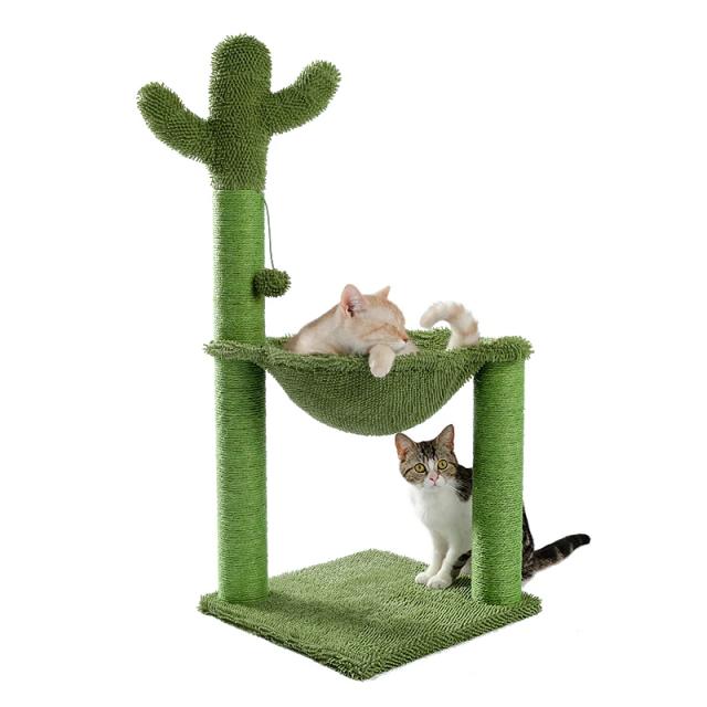 Arranhador para Gatos em Formato de Cacto com Corda Sisal e Tecido Confortável para Escalada e Brincadeiras
