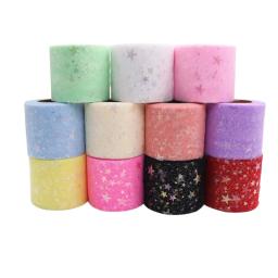 Estrela prateada tule impresso, tecido de malha de cerejeira, fita colorida do arco-íris, artesanato artesanal DIY, suprimentos de material ornamento, 25 jarda - Image 6