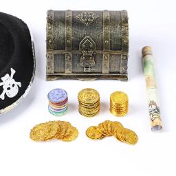 100 pçs plástico ouro tesouro moedas pirata moedas de ouro adereços brinquedos halloween decoração crianças festa aniversário adereços acessórios - Image 3