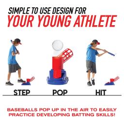 Esporte brinquedo de beisebol t-ball máquina de arremesso com 3 bolas de plástico 1 taco e lançador de bola crianças ao ar livre jogar exercício batting habilidade - Image 3