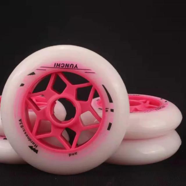 Roda de Velocidade YUNCHI para Patinação Indoor 90mm 100mm 110mm 8 Peças 83A nas Cores Rosa e Azul