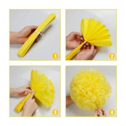 Papel de seda artesanal, flores de pompoms para festa de aniversário de casamento, chá de bebê, decoração artesanal, dourado e branco, decoração de bola de papel - Image 5