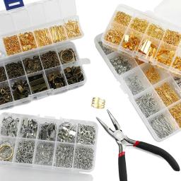 Kit de acessórios de joias, peças de metal, anel/fecho lagosta/corrente/pinos para fazer joias, faça você mesmo, pulseira, brinco, colar - Image 2