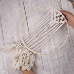 1/5 pçs 8-33cm de madeira diy artesanal apanhador bordado arco artesanato ponto cruz círculo de bambu anel pendurado decoração de natal casamento - Image 2