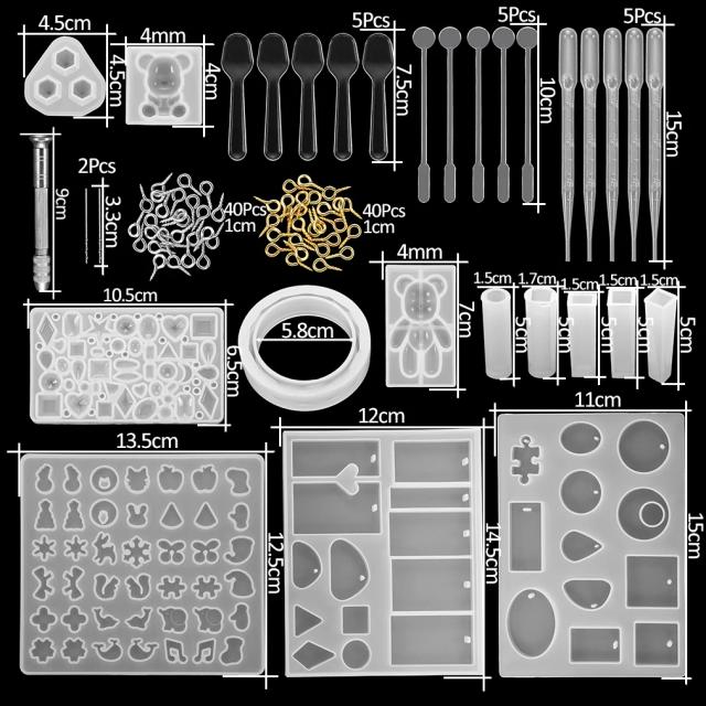 Conjunto Completo de Moldes de Silicone para Resina Epóxi com Ferramentas de Fundição UV e Materiais DIY
