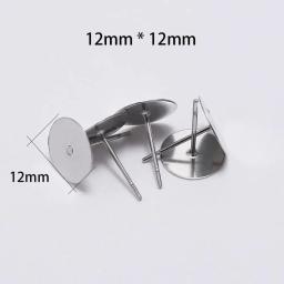 Brinco em branco de aço inoxidável para bijuterias, configurações de camafeu cabochão para fazer joias diy, 3 4 5 6 8 10 12mm, 100 - Image 3
