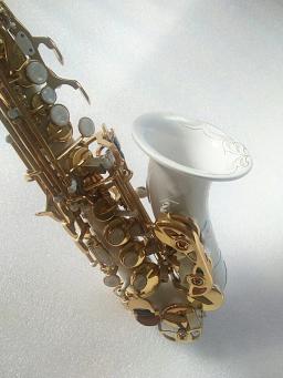 Saxofone soprano curvo, Sax branco acessórios completos, alta qualidade, novo - Image 5
