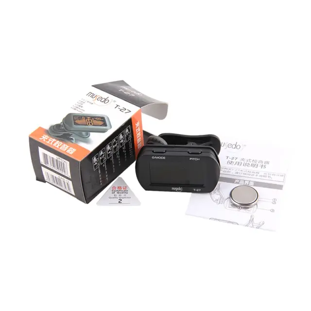Afinador Digital Clip-On Musedo T-27 para Guitarras, Baixos, Ukuleles e Violinos com Ajuste Rápido LCD Cromático