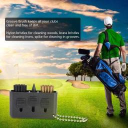 Escova para tacos de golfe, limpadores de ranhuras para tacos de golfe de uso múltiplo retrátil 3 em 1, para kit de divot de bola de golfe, ferramenta de limpeza de bolso - Image 5