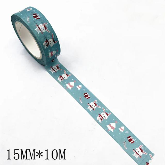 Fitas de Mascaramento Natalinas com Listras de Rena e Floco de Neve - Adesivos Kawaii para Scrapbooking e Material Escolar, 1 Unidade