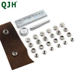 6 conjuntos de um pacote de metal snap prendedor botões rebite fecho instalar ferramenta de montagem prendedores pressão imprensa parafusos rebite setter base - Image 1