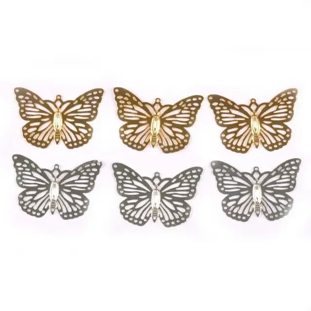 Enfeites de Metal em Forma de Borboletas e Flores Douradas para Artesanato - Pacote com 20 Peças DIY para Scrapbook