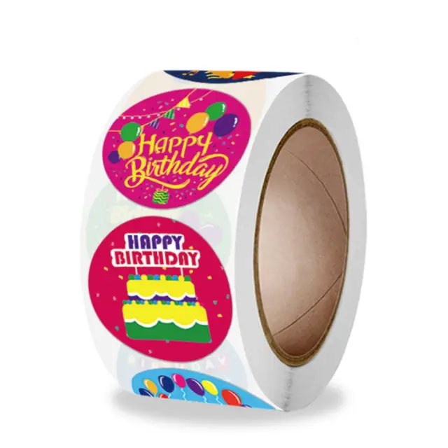 Adesivos de Feliz Aniversário para Embalagem de Presentes e Decoração DIY - Pacote de 100 a 500 Peças Auto-Adesivas para Etiquetas e Selagem