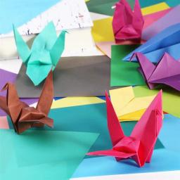 Papel Cores Vivid Folding para Artes e Ofícios Projetos, Single Sided Origami Folha Quadrada, 50 Folhas - Image 2