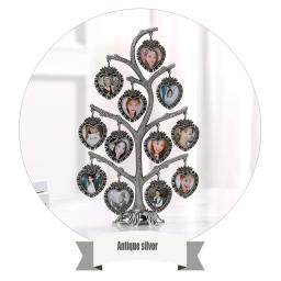 Árvore genealógica Photo Frame com 12 fotos, desktop família, quadros decorativos quadros, prata antiga, liga de zinco, artesanato retro - Image 5