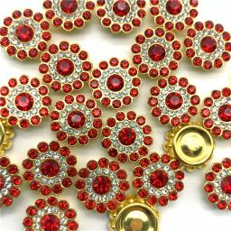 30 pçs 50 pçs 13mm girassol flatback cabochão contas de cristal base ouro moldura resina strass para diy headwear vestuário acessório - Image 4