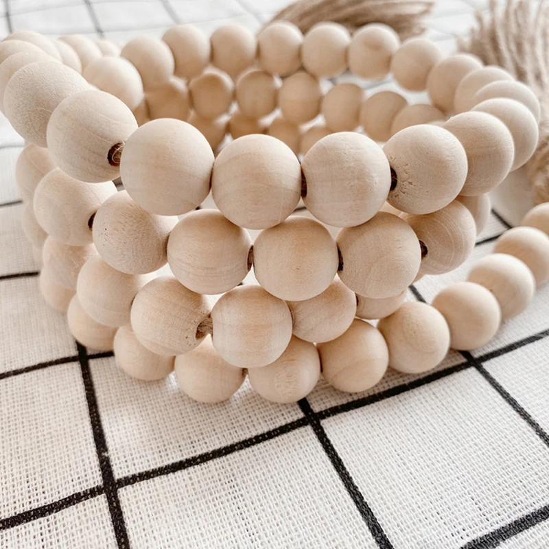 6-50mm contas de madeira diy artesanato natural contas de madeira sem chumbo bolas redondas para garland jóias fazendo pulseira colar feito à mão - Image 5