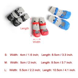 Meias antiderrapantes impermeáveis para cães e gatos, sapatos quentes para animais, botas de chuva e neve, cachorro pequeno e grande chihuahua inverno, 4 pçs/set - Image 6