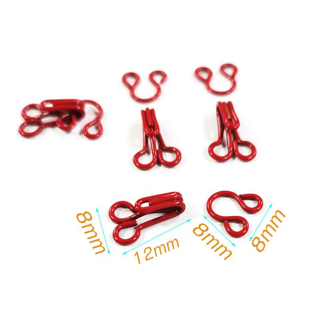 Conjunto de 50 Ganchos de Fecho para Olhos em Cobre - Ideal para Costura e Roupas em Vermelho
