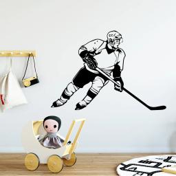 Adesivo de parede decalque hóquei personalizado, papel de parede para decoração de quarto infantil, decalque de vinil para hockey - Image 4