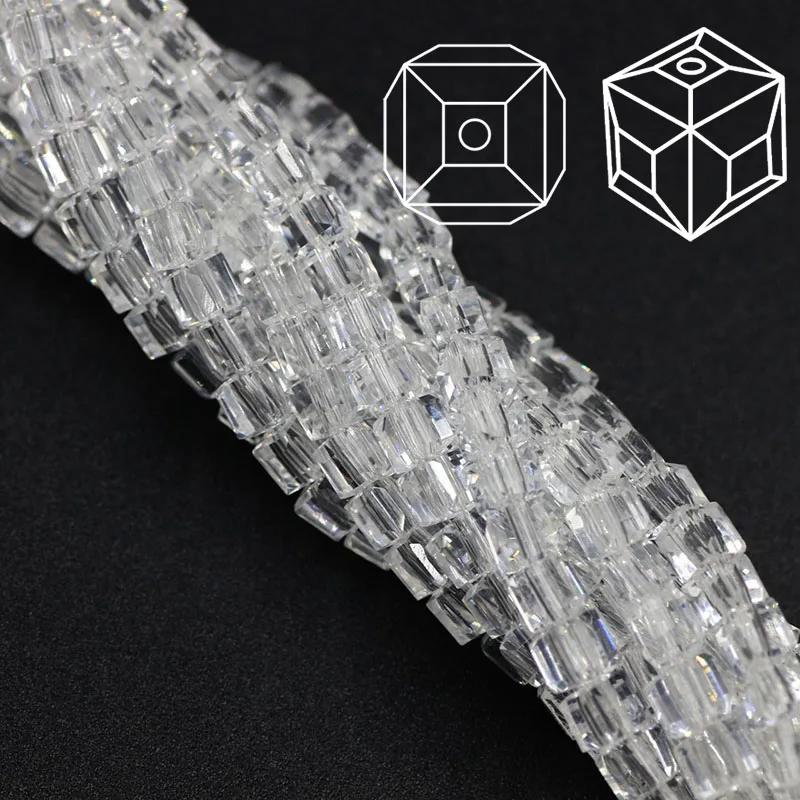 Contas de cristal facetado quadrado, suprimentos para artesanato de 100 da moda, cubo de vidro, solto, miçangas chinesas, colar largo com contas - Image 1