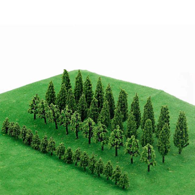 Miniaturas de 50 peças de árvores para trem ferroviário e wargame em escala realista