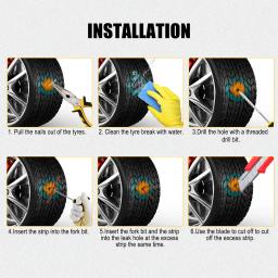 Kit de ferramentas de reparo do pneu carro auto bicicleta pneu vácuo prego conjunto motocicleta scooter filme de borracha prego para tubeless studding punctura plug - Image 4
