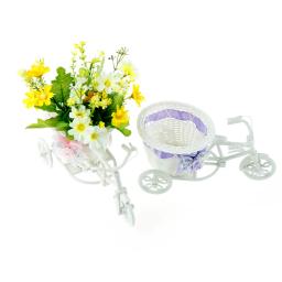 21021 nova bicicleta decorativo cesta de flores mais novo plástico branco triciclo bicicleta design flor cesta de armazenamento festa decoração vasos - Image 5