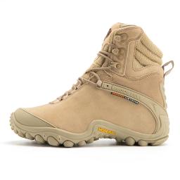 Botas de caminhada de inverno dos homens de couro de vaca para mulheres ao ar livre à prova dwaterproof água treeking sapatos de neve escalada montanha caça tênis caminhada - Image 5