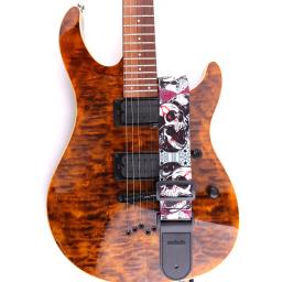 Correia de guitarra de nylon para guitarra elétrica acústica, cinto multicolorido, correias ajustáveis para impressão de caveira, picaretas para baixo - Image 2