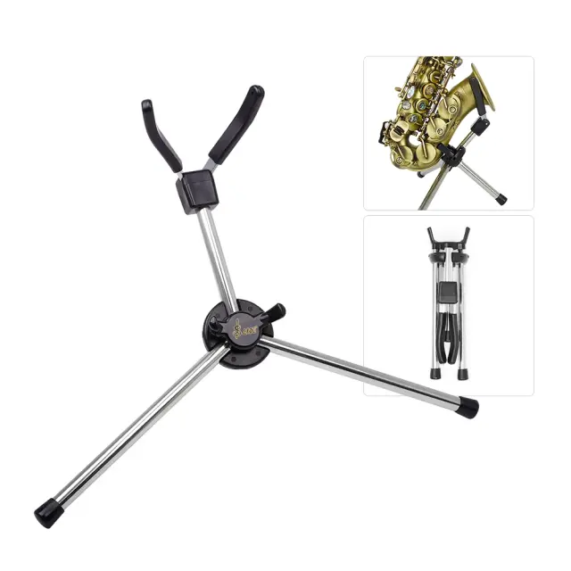 Suporte Dobrável para Saxofone Soprano com Saco de Transporte - Acessório Portátil de Metal para Músicos