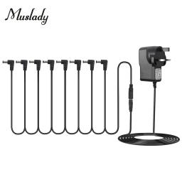 Adaptador de pedal para guitarra, adaptador de fonte de alimentação para pedal de efeito de guitarra e cabo de corrente de 8 saídas ângulo reto para pedal acessórios para guitarra - Image 1