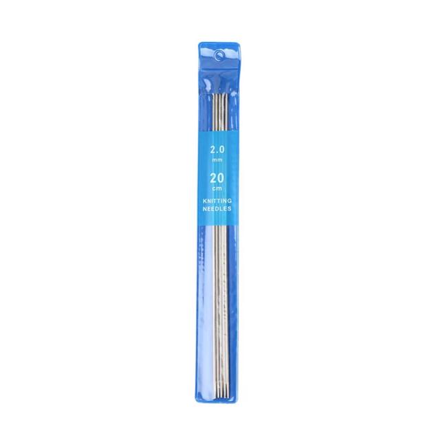 Agulhas de Crochê de Aço Inoxidável de 20cm para DIY - Conjunto de Ferramentas de Tricô Tamanhos 2-4mm, Ideal para Suéteres e Projetos Criativos