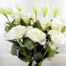 Artificial Eustoma Flor para Decoração de Casa, Seda Falsa, Casamento, Atacado, 3 ramos, 70cm - Image 2