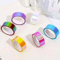 Arco-íris holográfico colorido fita adesiva, rótulo translúcido, decorativo, impermeável, DIY, artes, material de escritório, 15mm de largura - Image 5