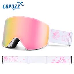 Copozz profissional óculos de esqui de inverno magnético mudança rápida camadas duplas anti-nevoeiro óculos de snowboard das mulheres dos homens equipamentos de esqui - Image 2