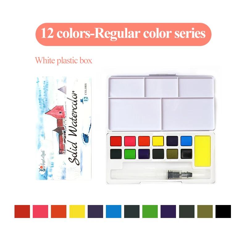 Angelmark-Tinta Profissional Aquarela Sólida, Conjunto de Pintura com Escova de Água, Caneta para Desenho, Artigos de Arte, 24 Cores, 36 Cores, 48 Cores - Image 1
