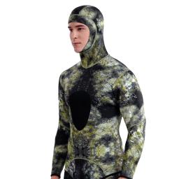 Terno de mergulho com capuz masculino manga comprida, neoprene Split Surfing Camouflage, maiô de 2 peças, terno de mergulho profundo, 1,5mm - Image 2