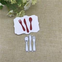 Faca e garfo colher de metal para scrapbooking, moldes de corte para diy, álbum, cartões de papel, artesanato decorativo, gravação em relevo - Image 4