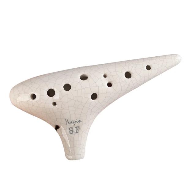 Flauta Ocarina de 12 Buracos para Escola - Instrumento Musical Profissional em Tom Alto com Chaveiro