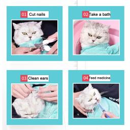 Multifuncional Pet banho malha saco para gato, ajustável, anti-risco, pull-resistente, poliéster grooming, lavar sacos, gato suprimentos - Image 2
