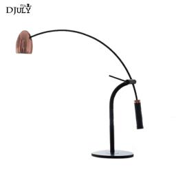 Luminária de mesa com braço longo ajustável, design nórdico, base de mármore, ouro rosa, abajur, luz para escritório de estudo, luminárias led - Image 1