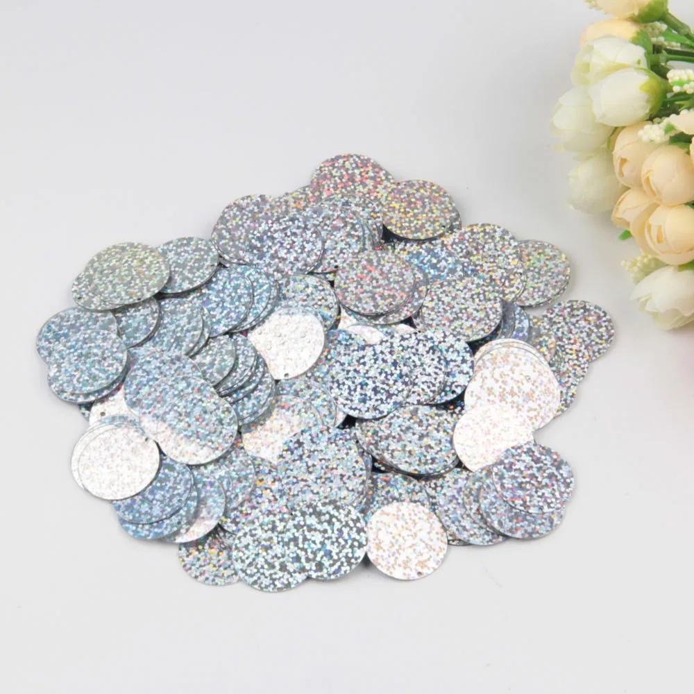 Plana Rodada Lantejoulas de PVC para Artesanato DIY, Lantejoulas De Prata, Paillette Solto, Decoração De Costura, 3mm-50mm Cup, 10g, Lentejuelas - Image 1