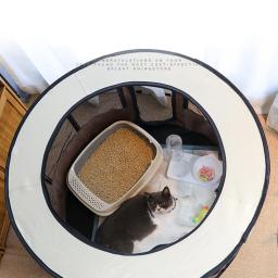 Gaiola do animal de estimação portátil tenda para o cão ao ar livre dobrável casa gaiola gato canil do filhote de cachorro cerca redonda gatos suprimentos de produção - Image 3