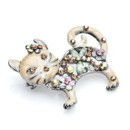 Wuli & Baby-Broches Lovely Enamel Cat para mulheres, metal, strass, flor, animal, alfinetes de broche casuais, presentes - Image 5