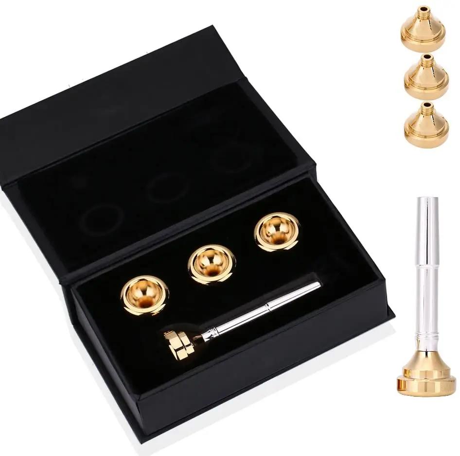 Conjunto de bucal de trompete com copos banhados a prata dourado conversível 1/2c 3c 5c 7c para violão - Image 1