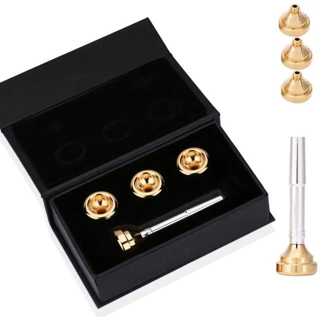 Conjunto Conversível de Bocal para Trompete com Copos Banhados a Prata Dourada - Opções 1/2c, 3c, 5c e 7c para Violão