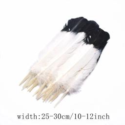 Pluma Natural Branco e Preto Turquia Penas para Artesanato, Penas DIY, Decoração para Festa de Casamento, Acessórios para Casa, 25-30cm, 10Pcs - Image 6