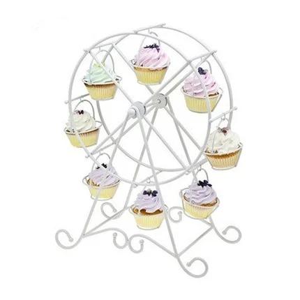 Suporte de bolo europeu branco, porta-cupcakes para festas, giratório, 8 copos, suprimentos, em cozinha, para casamento e casa - Image 1