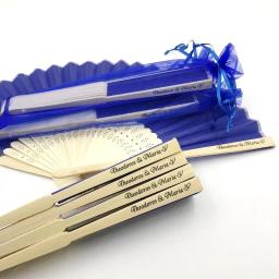 Lembrancinhas personalizadas de seda para festa de casamento, 40 unidades, leques, decoração, lembranças, com bolsa de organza, para convidados - Image 1